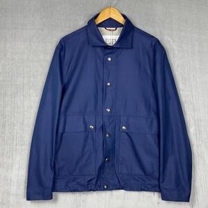 Brunello Cucinelli Windbreaker Mens 50 Navy Linen Silk Made In Italy Lightweight